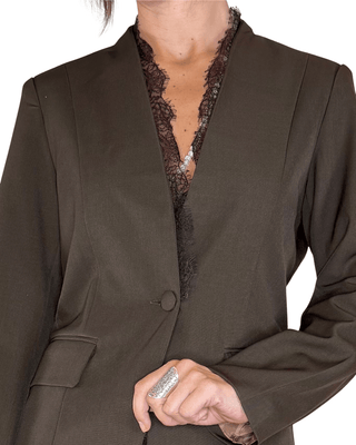 Habiti - Blazer con pizzo - MORO - GIACCA E BLAZER - Habiti