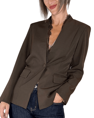 Habiti - Blazer con pizzo - MORO - GIACCA E BLAZER - Habiti