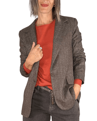 Habiti - Blazer gessato - MORO - GIACCA E BLAZER - Habiti