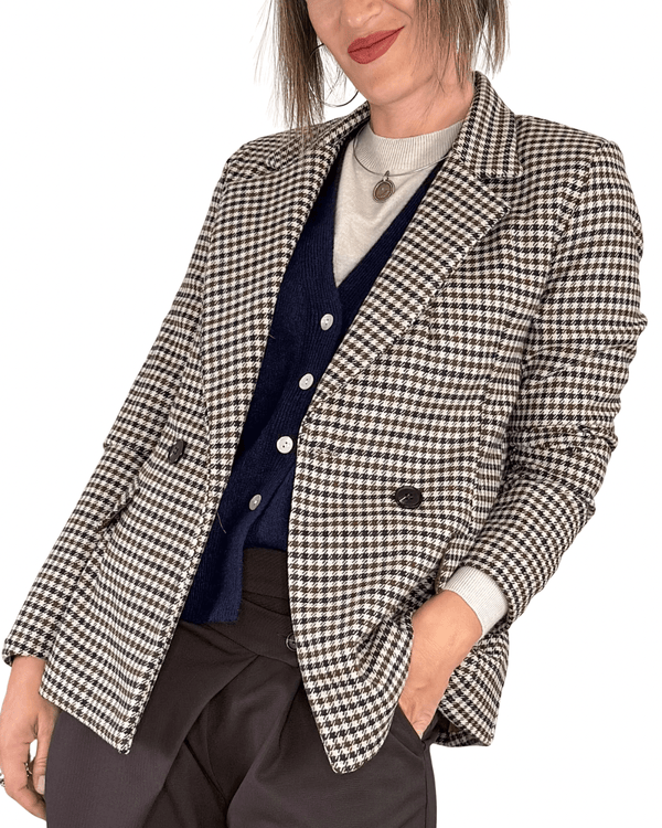 Habiti - Blazer pied-de-poule - MORO/BLU