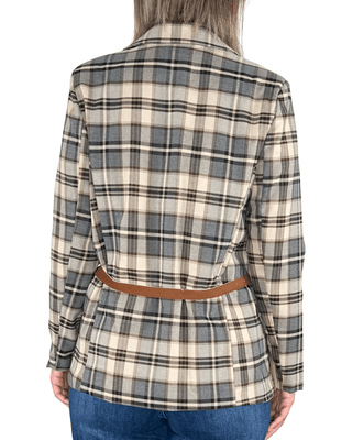 Habiti - Blazer quadri cintura e spille - BEIGE - GIACCA E BLAZER - Habiti