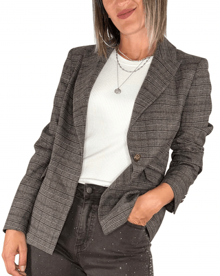 Habiti - Blazer quadri monopetto - TORTORA - GIACCA E BLAZER - Habiti