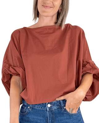 Habiti - Blus Farfalla tinta unita - RUGGINE - CAMICIA - Habiti