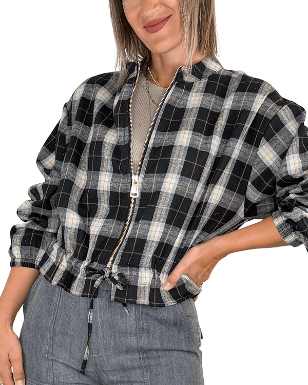 Habiti - Bomber Eco a quadri - NERO