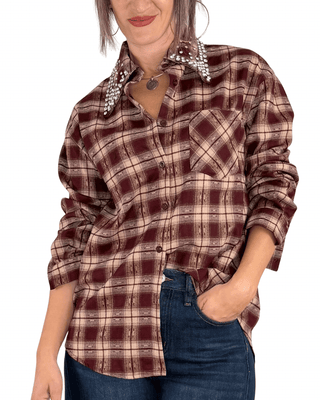 Habiti - Camici flanella cabochon - BORDEAUX - CAMICIA - Habiti