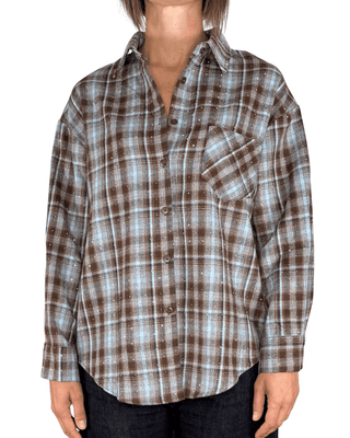 Habiti - Camicia check con borchie - CELESTE - CAMICIA - Habiti