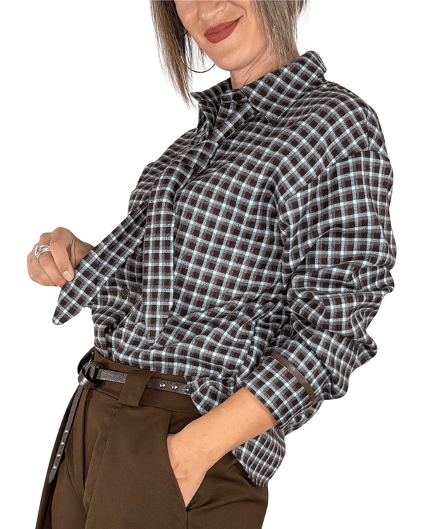 Habiti - Camicia check con cravatta - MORO
