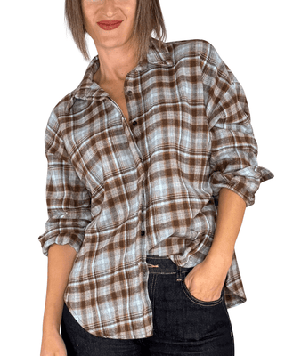 Habiti - Camicia check flanella - CELESTE - CAMICIA - Habiti