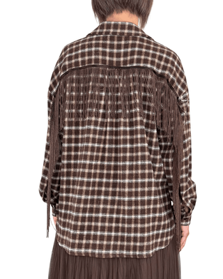 Habiti - Camicia check flanella frange - CIOCCOLATO - CAMICIA - Habiti
