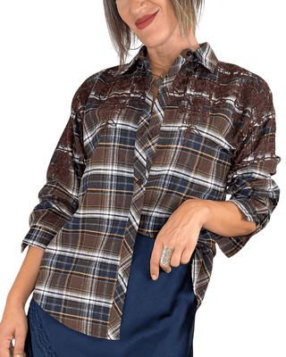 Habiti - Camicia check ricamata - MORO - CAMICIA - Habiti