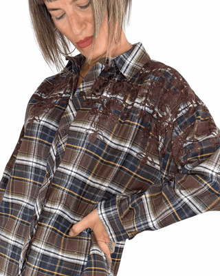 Habiti - Camicia check ricamata - MORO - CAMICIA - Habiti