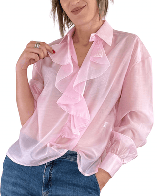 Habiti - Camicia con rouges in tencel - ROSA - CAMICIA - Habiti
