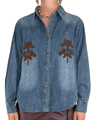 Habiti - Camicia denim applicazioni ecopelle - JEANS - CAMICIA - Habiti