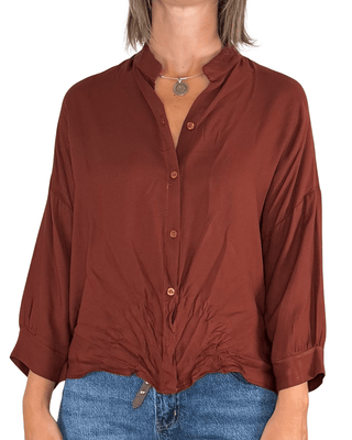 Habiti - Camicia fiocco di viscosa - MATTONE - CAMICIA - Habiti