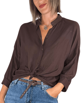Habiti - Camicia fiocco di viscosa - MORO - CAMICIA - Habiti
