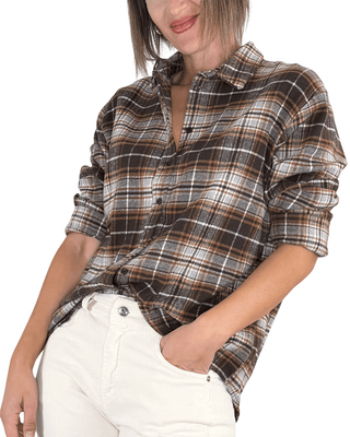 Habiti - Camicia flanella check - TABACCO - GONNA - Habiti