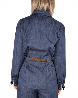 Habiti - Camicia in chambray con cintura - BLU - CAMICIA - Habiti