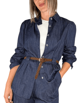 Habiti - Camicia in chambray con cintura - BLU - CAMICIA - Habiti