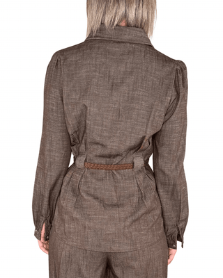 Habiti - Camicia in chambray con cintura - MORO - CAMICIA - Habiti