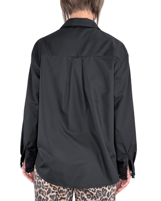 Habiti - Camicia inserti pizzo - NERO - CAMICIA - Habiti