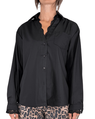 Habiti - Camicia inserti pizzo - NERO - CAMICIA - Habiti