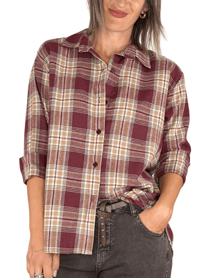 Habiti - Camicia quadri flanella - BORDEAUX - CAMICIA - Habiti