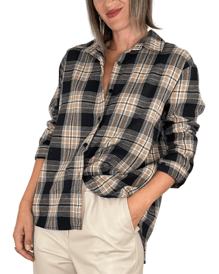 Habiti - Camicia quadri flanella - NERO - CAMICIA - Habiti