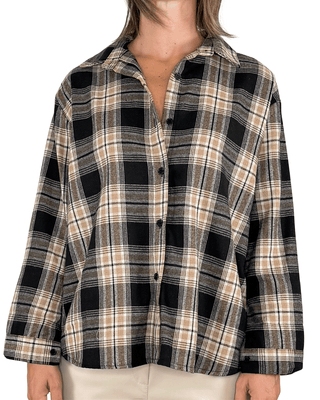 Habiti - Camicia quadri flanella - NERO - CAMICIA - Habiti