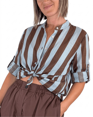 Habiti - Camicia righe in lyocell - CELESTE - CAMICIA - Habiti