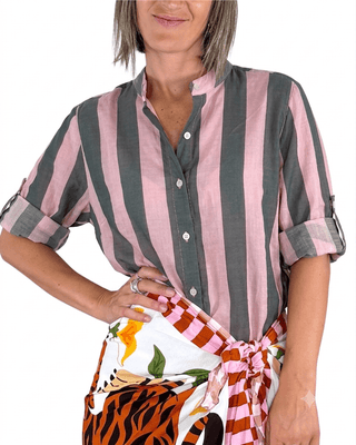 Habiti - Camicia righe in lyocell - PIOMBO - CAMICIA - Habiti
