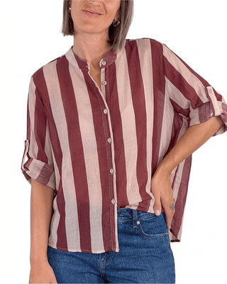 Habiti - Camicia righe in lyocell - ROSSO INDIA - CAMICIA - Habiti