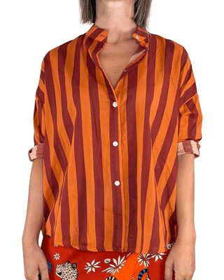 Habiti - Camicia righe in mussola di cotone - ARANCIO - CAMICIA - Habiti