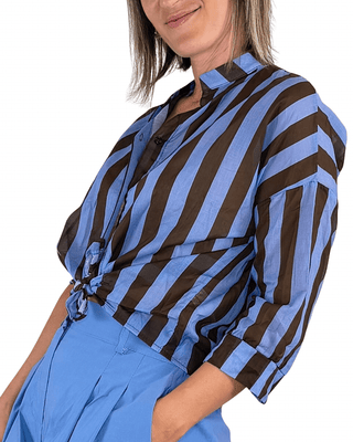 Habiti - Camicia righe in mussola di cotone - AZZURRO - CAMICIA - Habiti