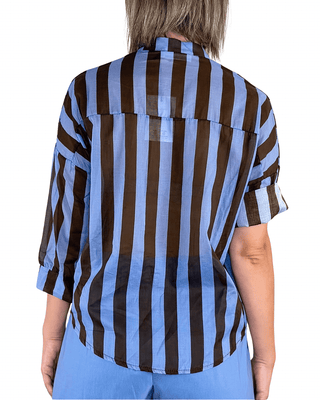 Habiti - Camicia righe in mussola di cotone - AZZURRO - CAMICIA - Habiti