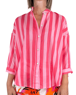 Habiti - Camicia righe in mussola di cotone - CORALLO - CAMICIA - Habiti