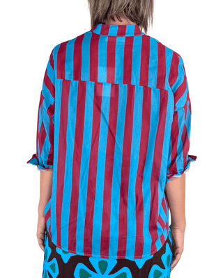 Habiti - Camicia righe in mussola di cotone - TURCHESE - CAMICIA - Habiti