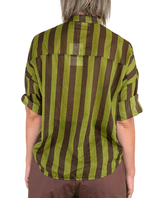 Habiti - Camicia righe in mussola di cotone - VERDE OLIVA - CAMICIA - Habiti