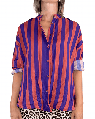 Habiti - Camicia righe in mussola di cotone - VIOLA - CAMICIA - Habiti