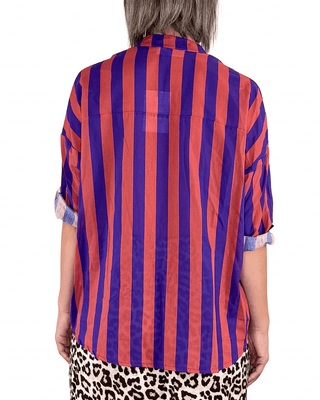 Habiti - Camicia righe in mussola di cotone - VIOLA - CAMICIA - Habiti
