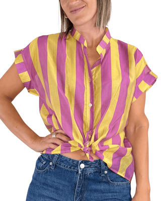 Habiti - Camicia righe in tencel - GIALLO - CAMICIA - Habiti