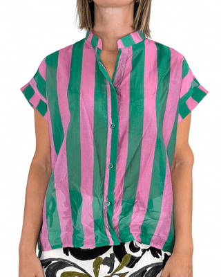 Habiti - Camicia righe in tencel - VERDE - CAMICIA - Habiti
