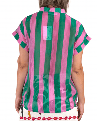 Habiti - Camicia righe in tencel - VERDE - CAMICIA - Habiti