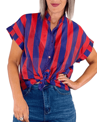 Habiti - Camicia righe in tencel - VIOLA - CAMICIA - Habiti