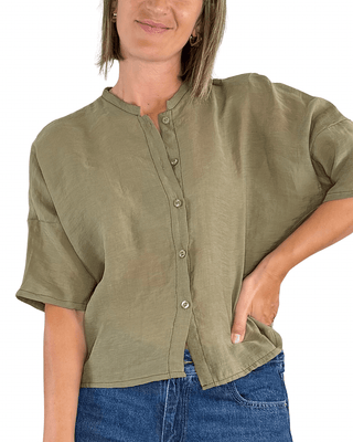 Habiti - Camicia scatola in lyocell - VERDE MILITARE - CAMICIA - Habiti