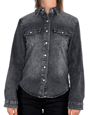 Habiti - Camicia slim denim - NERO - CAMICIA - Habiti