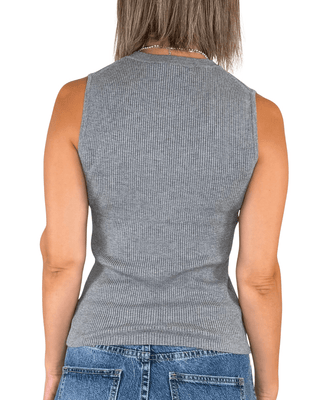 Habiti - Canotta girocollo a coste - GRIGIO - MAGLIA E CARDIGAN - Habiti