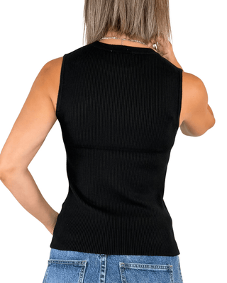 Habiti - Canotta girocollo a coste - NERO - MAGLIA E CARDIGAN - Habiti