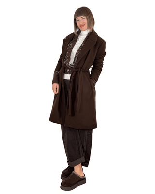 Habiti - Cappotto con cintura - MORO - CAPOSPALLA - Habiti