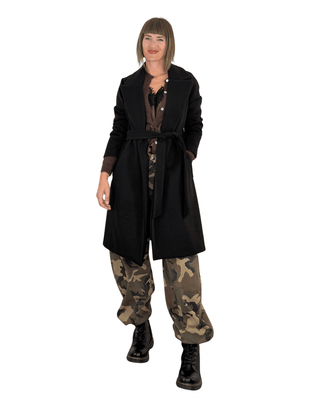 Habiti - Cappotto con cintura - NERO - CAPOSPALLA - Habiti