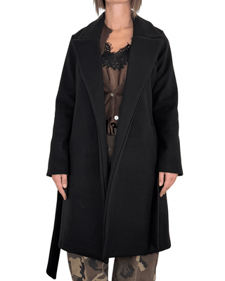 Habiti - Cappotto con cintura - NERO - CAPOSPALLA - Habiti